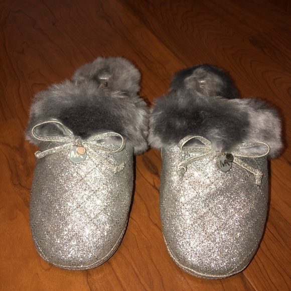 Silver sparky Michael Kors slippers. - Picture 1 of 4